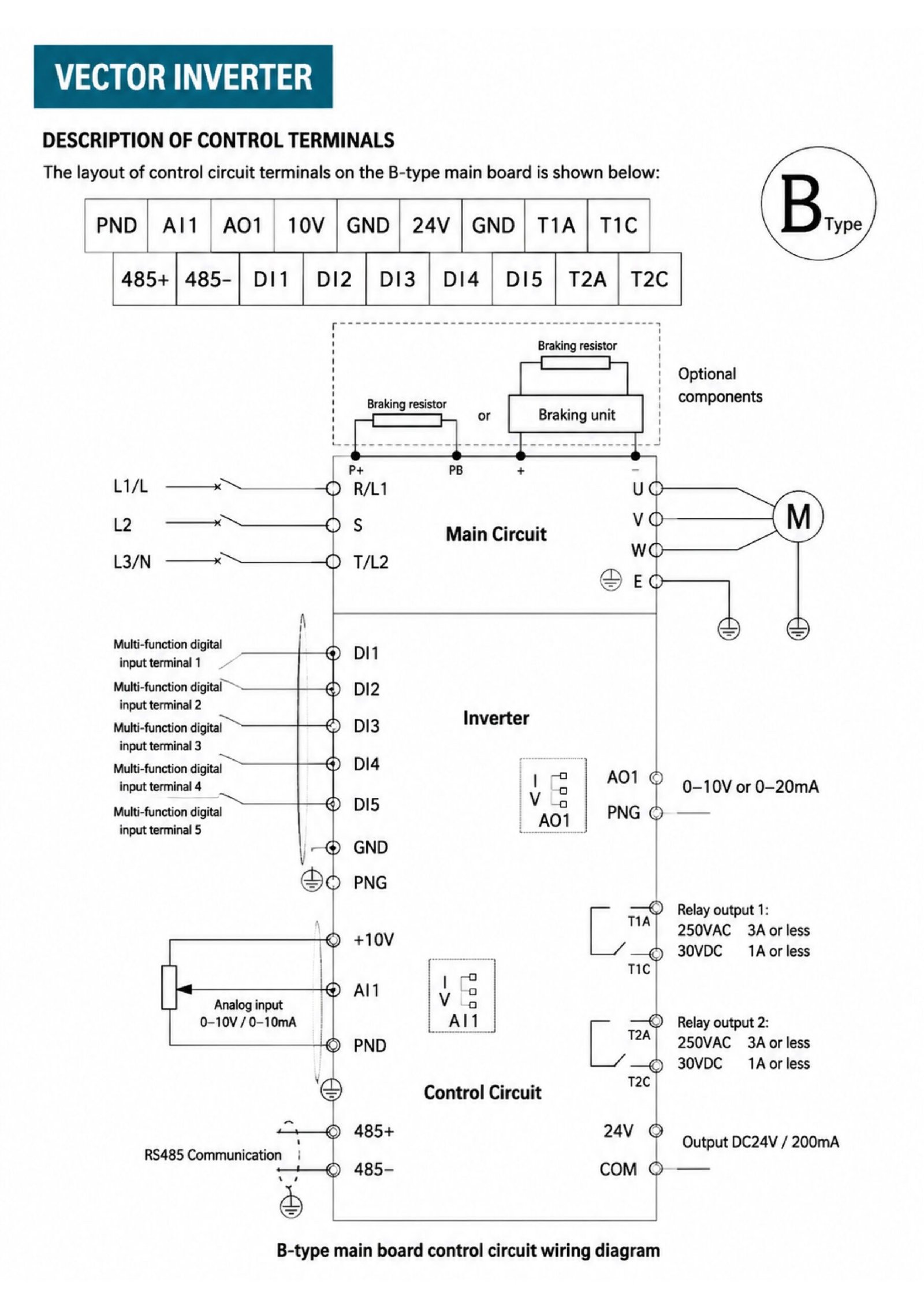 B-Type (Mid Power) Control Board Wiring Diagram