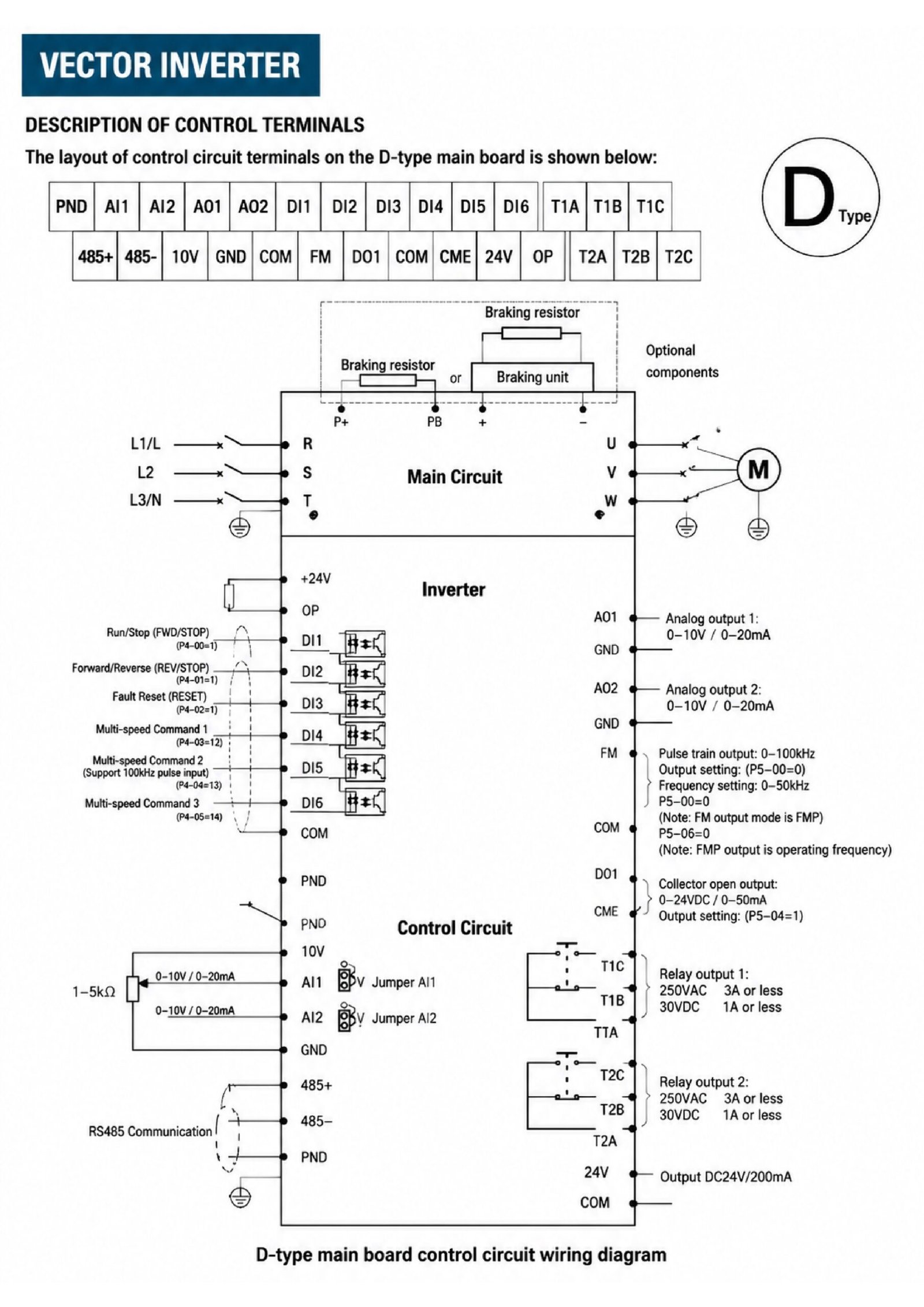 D-Type (High Power) Control Board Wiring Diagram